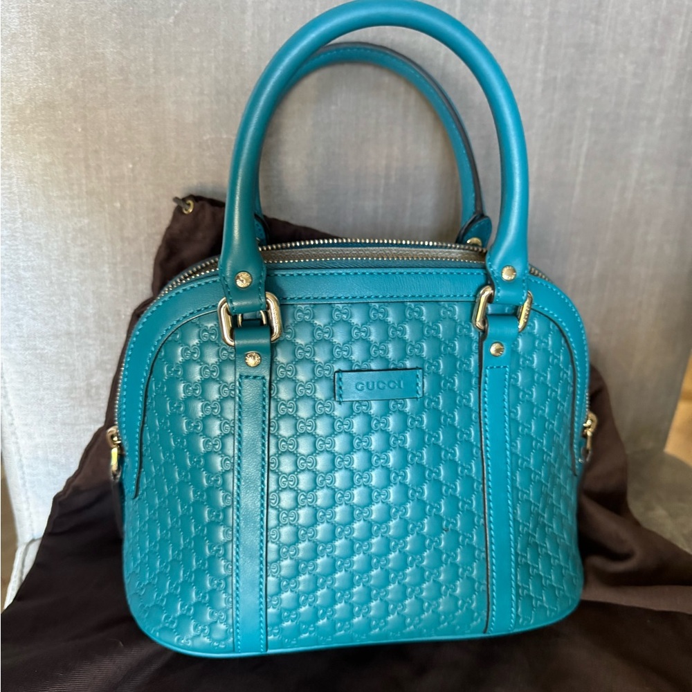 Gucci Teal Leather Women's Bag. Crossbody or top handle or shoulder